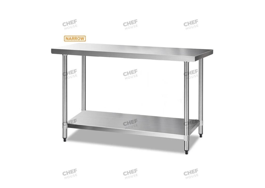 Commercial Stainless Steel Narrow Flat Bench, 1200x400 x 900mm High