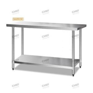 Commercial Stainless Steel Narrow Flat Bench, 1200x400 x 900mm High