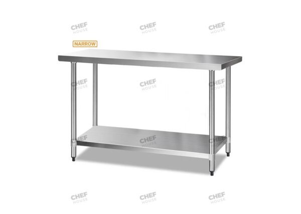 Commercial Stainless Steel Narrow Flat Bench, 1200x400 x 900mm High
