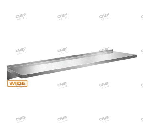 Stainless Steel Solid/Flat Wall Shelf, 2000x450mm Deep