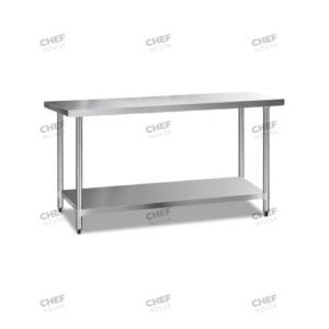 Commercial Stainless Steel Flat Bench, 1829x610 x 900mm High