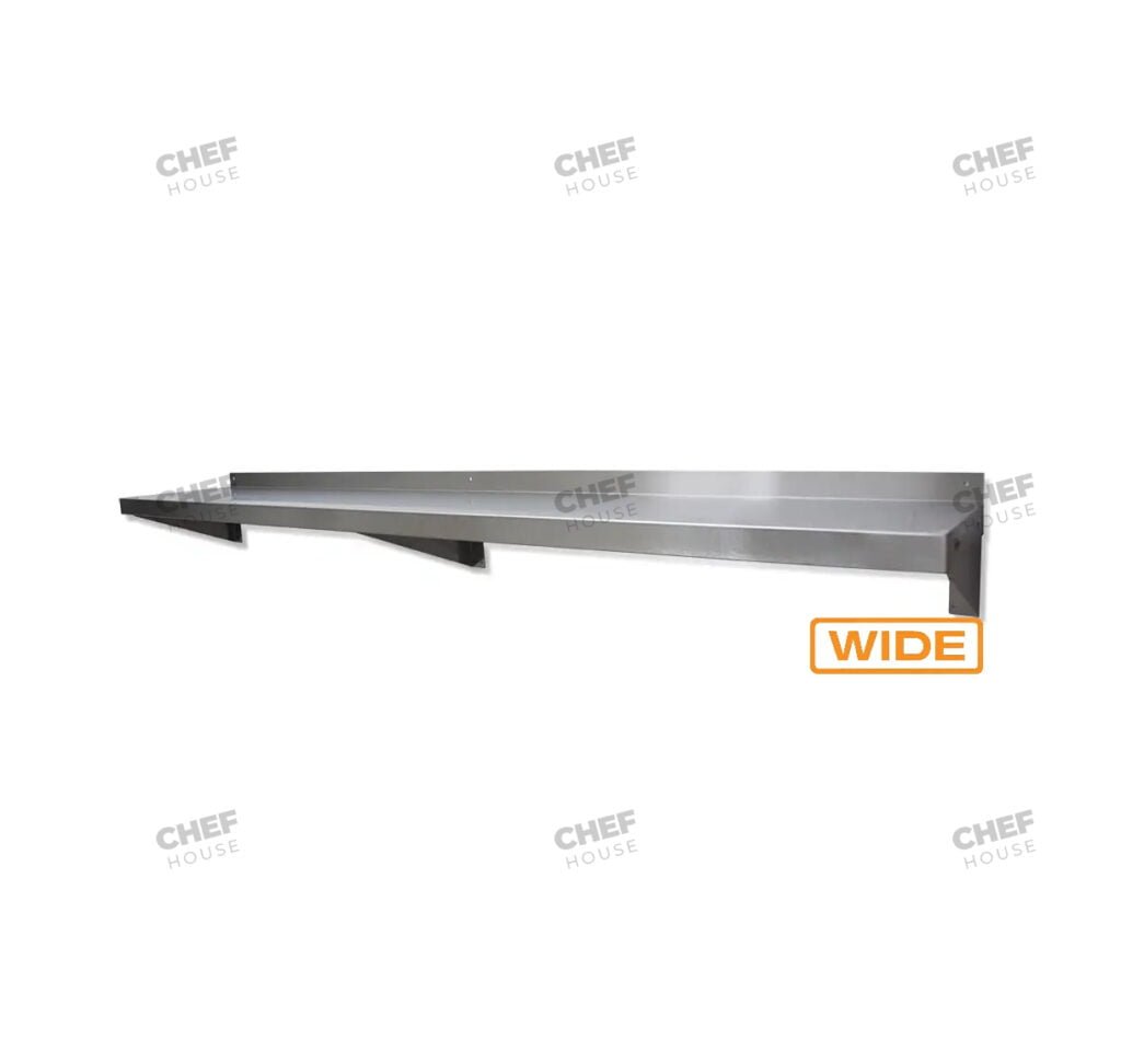 Stainless Steel Solid/Flat Wall Shelf, 2400x450mm Deep