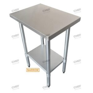 Commercial Stainless Steel Narrow Flat Bench, 700x400 x 900mm High