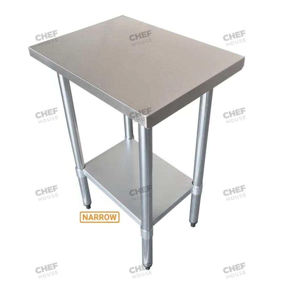Commercial Stainless Steel Narrow Flat Bench, 610x457 x 900mm High