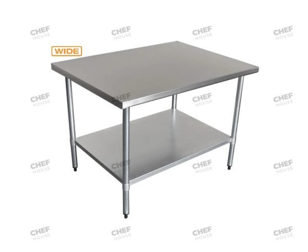 Commercial Stainless Steel Wide Flat Bench, 1200x800 x 900mm High