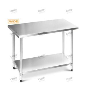 Commercial Stainless Steel Wide Flat Bench, 400x800 x 900mm High