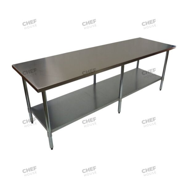 Commercial Stainless Steel Flat Bench, 600x2100mm x 900mm High