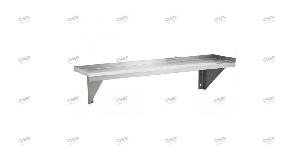 Stainless Steel Solid/Flat Wall Shelf, 1200x300mm Deep w/ Side Walls