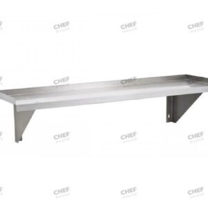Stainless Steel Solid/Flat Wall Shelf, 1500x300mm Deep w/ Side Walls