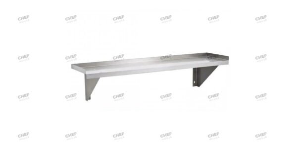Stainless Steel Solid/Flat Wall Shelf, 1500x300mm Deep w/ Side Walls
