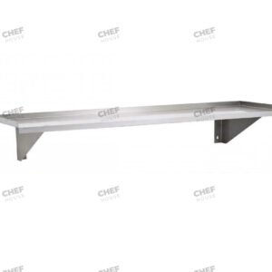 Stainless Steel Solid/Flat Wall Shelf, 1800x300mm Deep w/ Side Walls