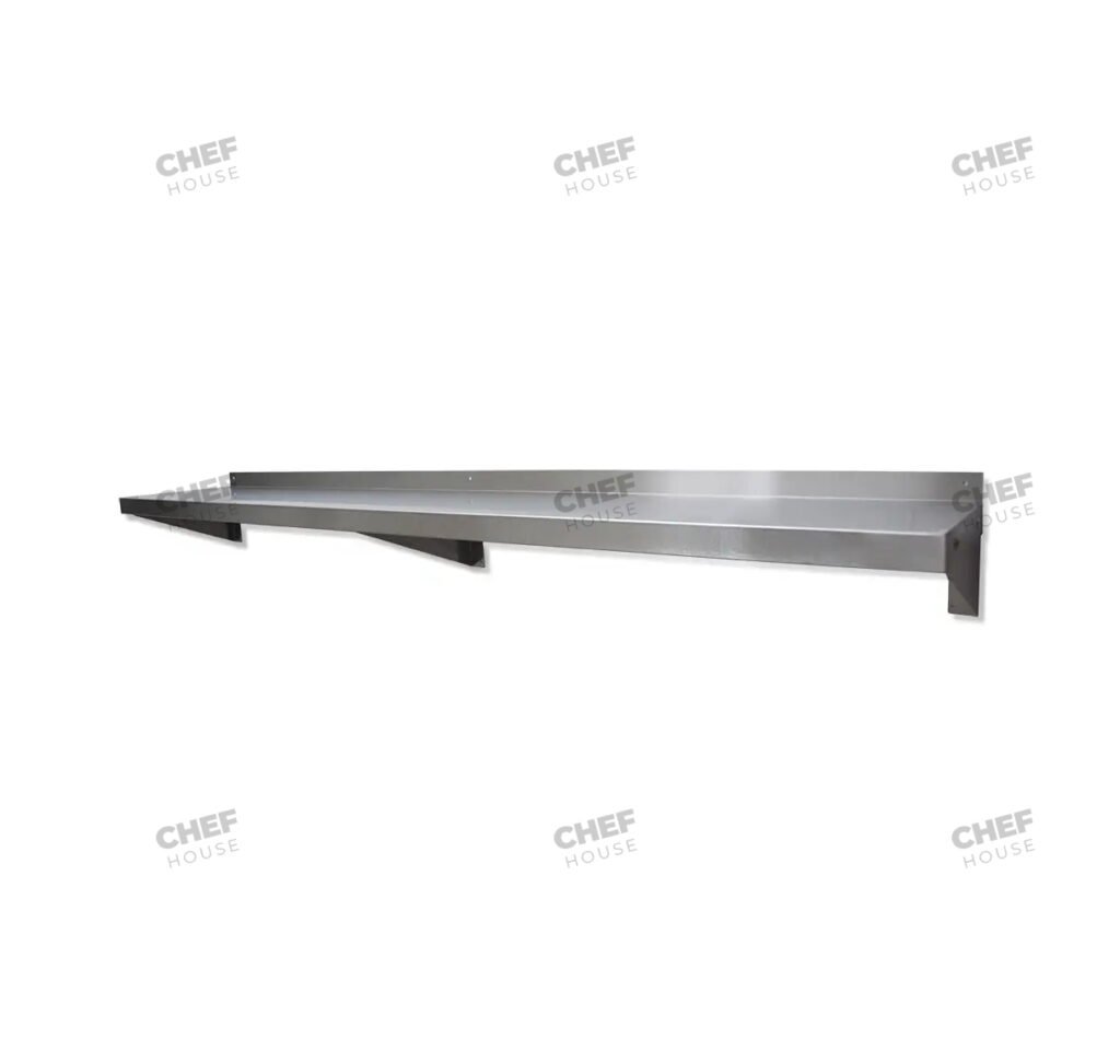Stainless Steel Solid/Flat Wall Shelf, 2100x300mm Deep