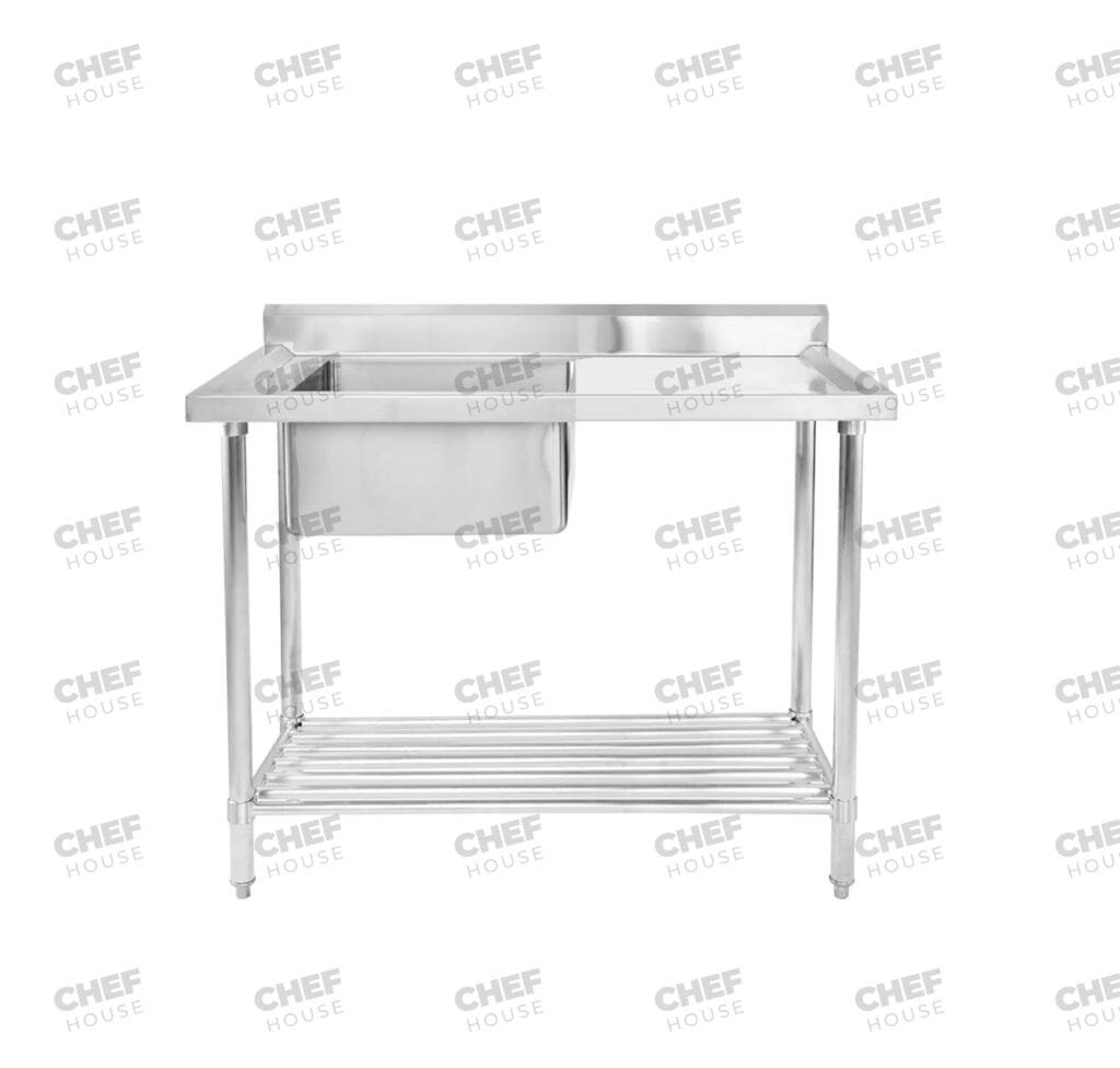 Single Left Bowl Stainless Steel Sink Bench, 1000x600 x 900mm high