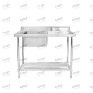 Single Left Bowl Stainless Steel Sink Bench, 1000x600 x 900mm high