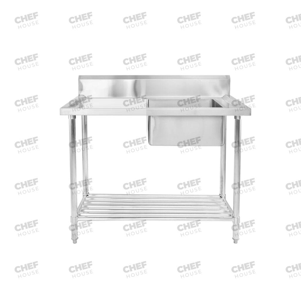 Single Right Bowl Stainless Steel Sink Bench, 1000x600 x 900mm high