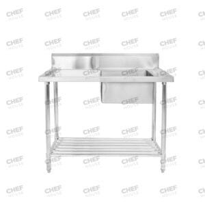 Single Right Bowl Stainless Steel Sink Bench, 1000x600 x 900mm high