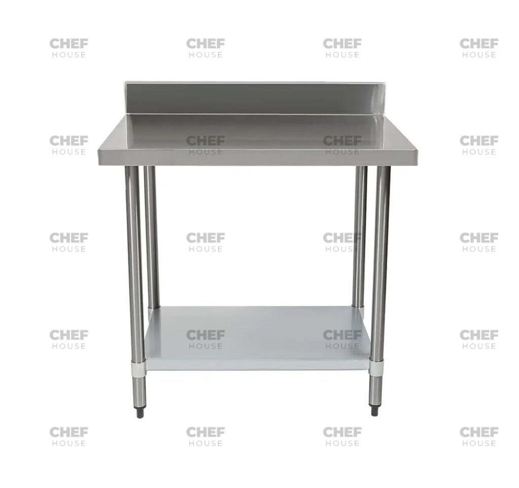 Commercial Stainless Steel Splashback Bench, 1200x700 x 900mm High
