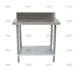Commercial Stainless Steel Splashback Bench, 1200x600 x 900mm High
