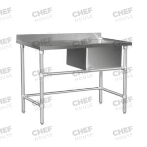 Single Right Bowl Stainless Steel Sink Bench, 1500x600 x 900mm high
