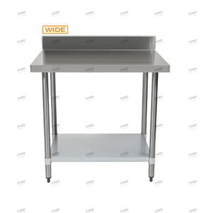 Commercial Stainless Steel Wide Splashback Bench, 1200x800 x 900mm High