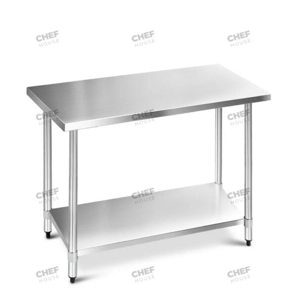 Commercial Stainless Steel Flat Bench, 700x1200 x 900mm High