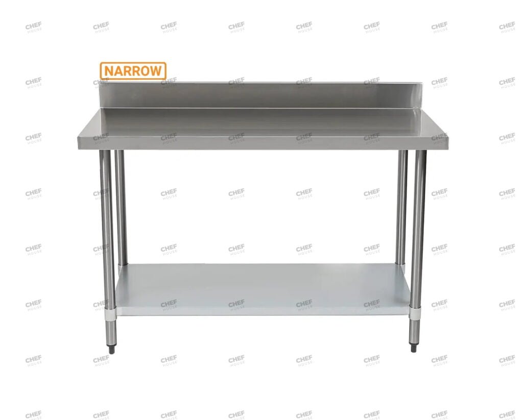 Commercial Stainless Steel Narrow Splashback Bench, 1500x400 x 900mm High