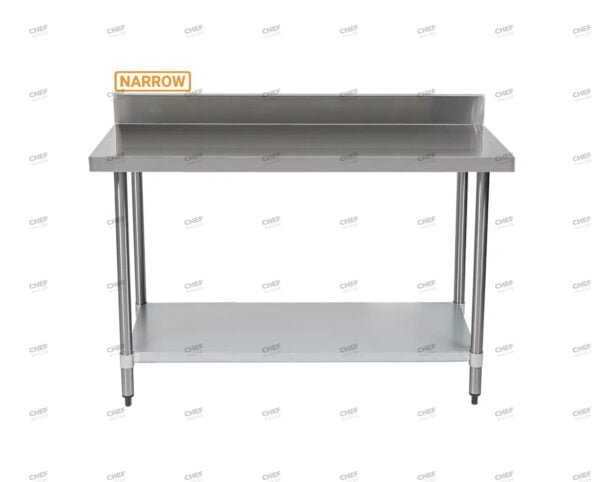 Commercial Stainless Steel Narrow Splashback Bench, 1500x400 x 900mm High