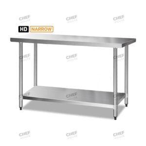 Commercial Stainless Steel Narrow Flat Bench, 1500x450 x 900mm High