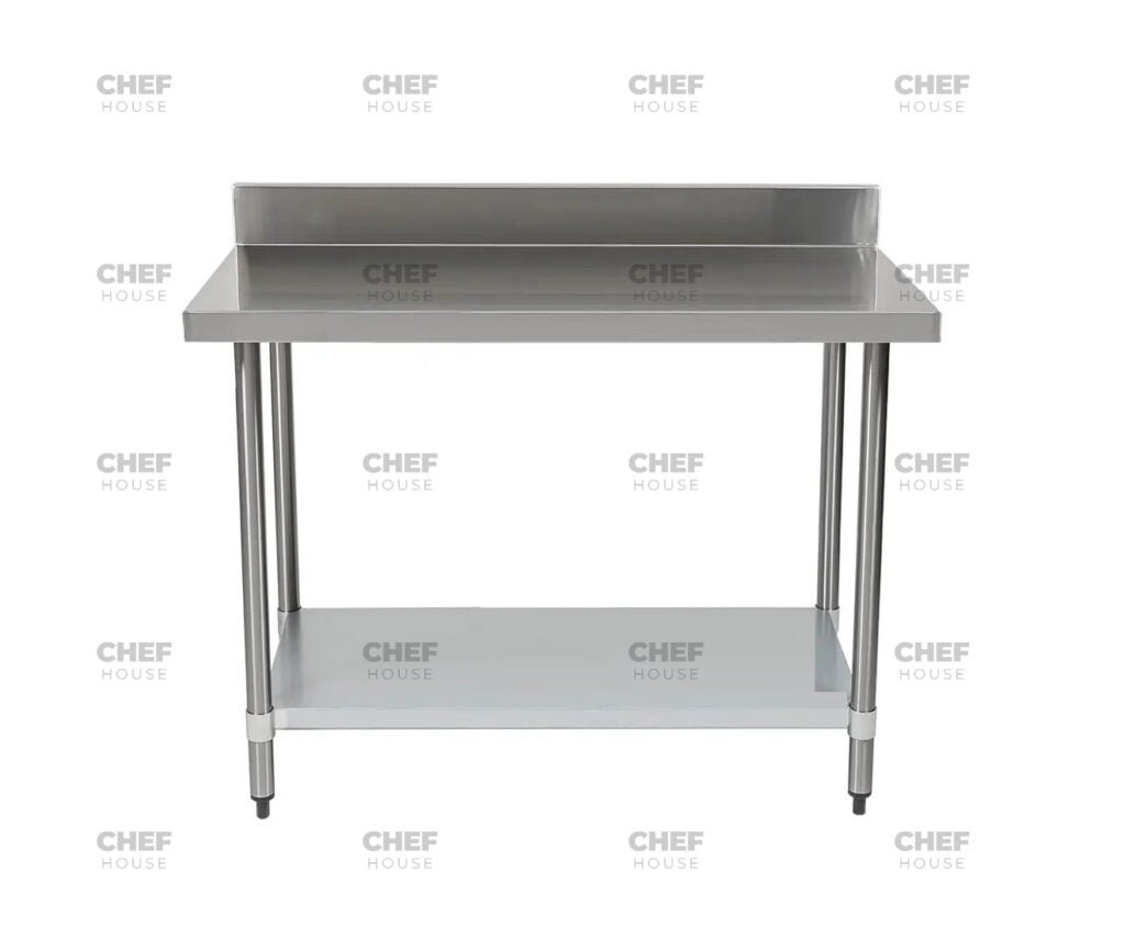 Commercial Stainless Steel Splashback Bench, 1500x600 x 900mm High