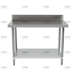Commercial Stainless Steel Splashback Bench, 1500x600 x 900mm High
