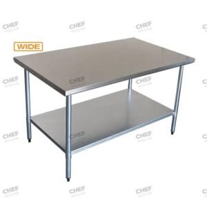 Commercial Stainless Steel Wide Flat Bench, 1500x800 x 900mm High