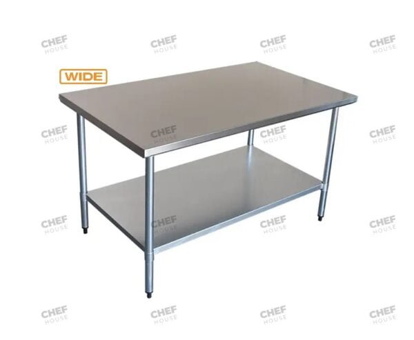 Commercial Stainless Steel Wide Flat Bench, 800x1500 x 900mm High