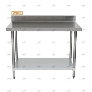 Commercial Stainless Steel Wide Splashback Bench, 1500x800 x 900mm High