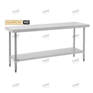 Commercial Stainless Steel Narrow Flat Bench, 1800X450 x 900mm High