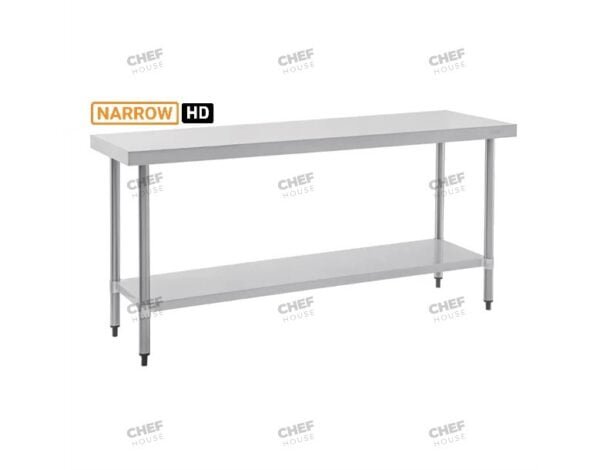 Commercial Stainless Steel Narrow Flat Bench, 1800X450 x 900mm High