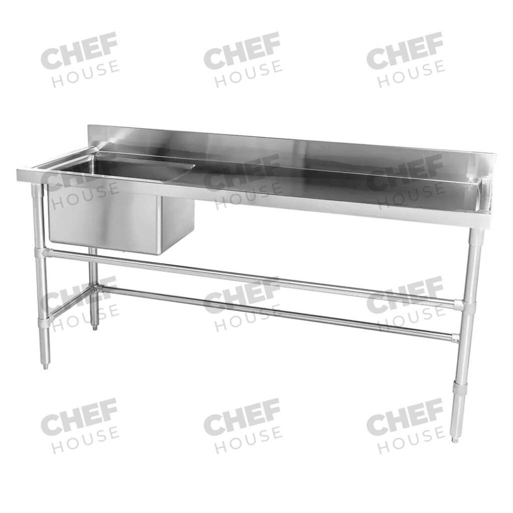 Single Left Bowl Stainless Steel Sink Bench, 1900x600 x 900mm high