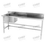 Single Left Bowl Stainless Steel Sink Bench, 1700x600 x 900mm high