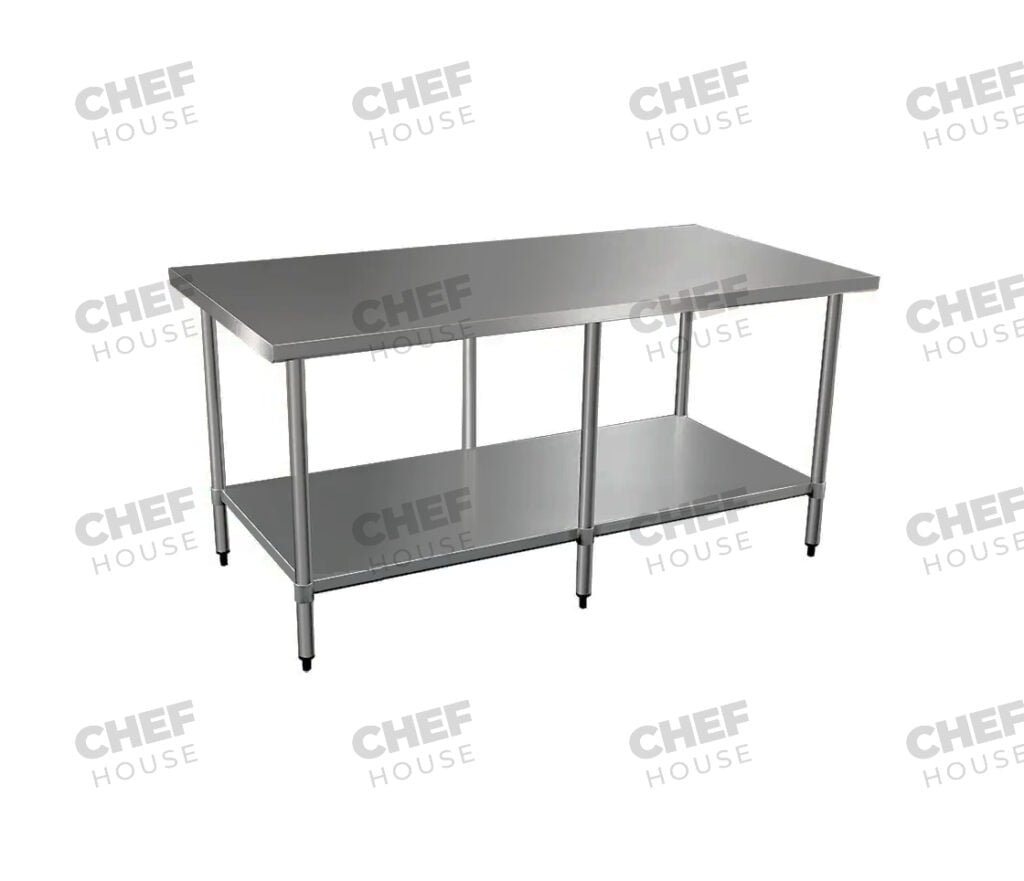 Commercial Stainless Steel Flat Bench, 2000x700 x 900mm High