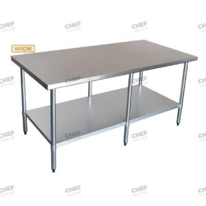 Commercial Stainless Steel Wide Flat Bench, 2100x800 x 900mm High
