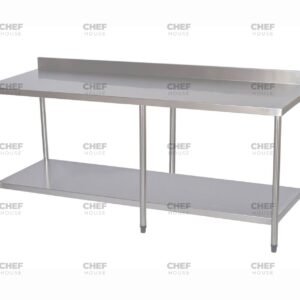 Commercial Stainless Steel Splashback Bench, 2100x700 x 900mm High