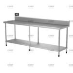 Commercial Stainless Steel Splashback Bench, 2200x610 x 900mm High