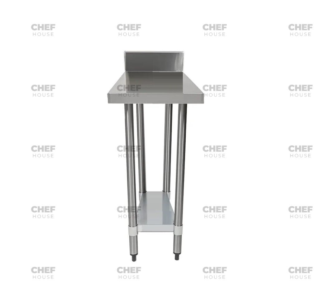 Commercial Stainless Steel Infill Splashback Bench, 450x700 x 900mm High