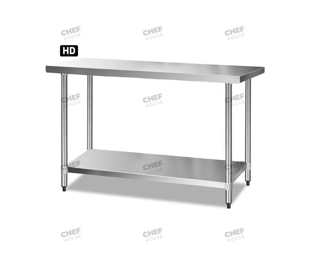 Commercial Stainless Steel Flat Bench, 1524x762 x 900mm High