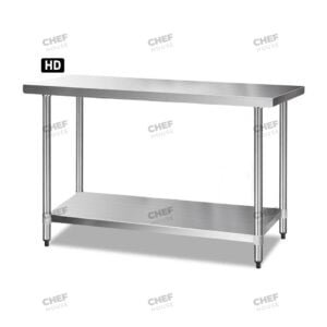 Commercial Stainless Steel Flat Bench, 1524x610 x 900mm High