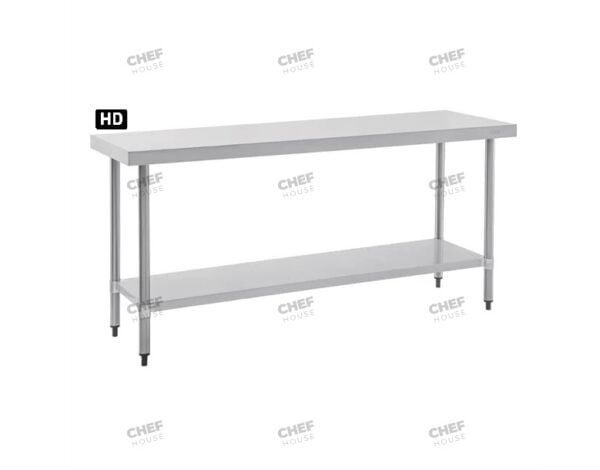 Commercial Stainless Steel Flat Bench, 1800x610 x 900mm High