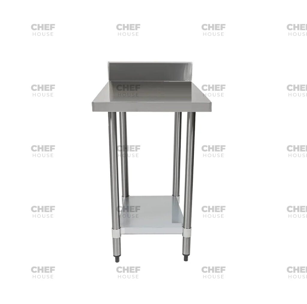 Commercial Stainless Steel Splashback Bench, 600x700 x 900mm High