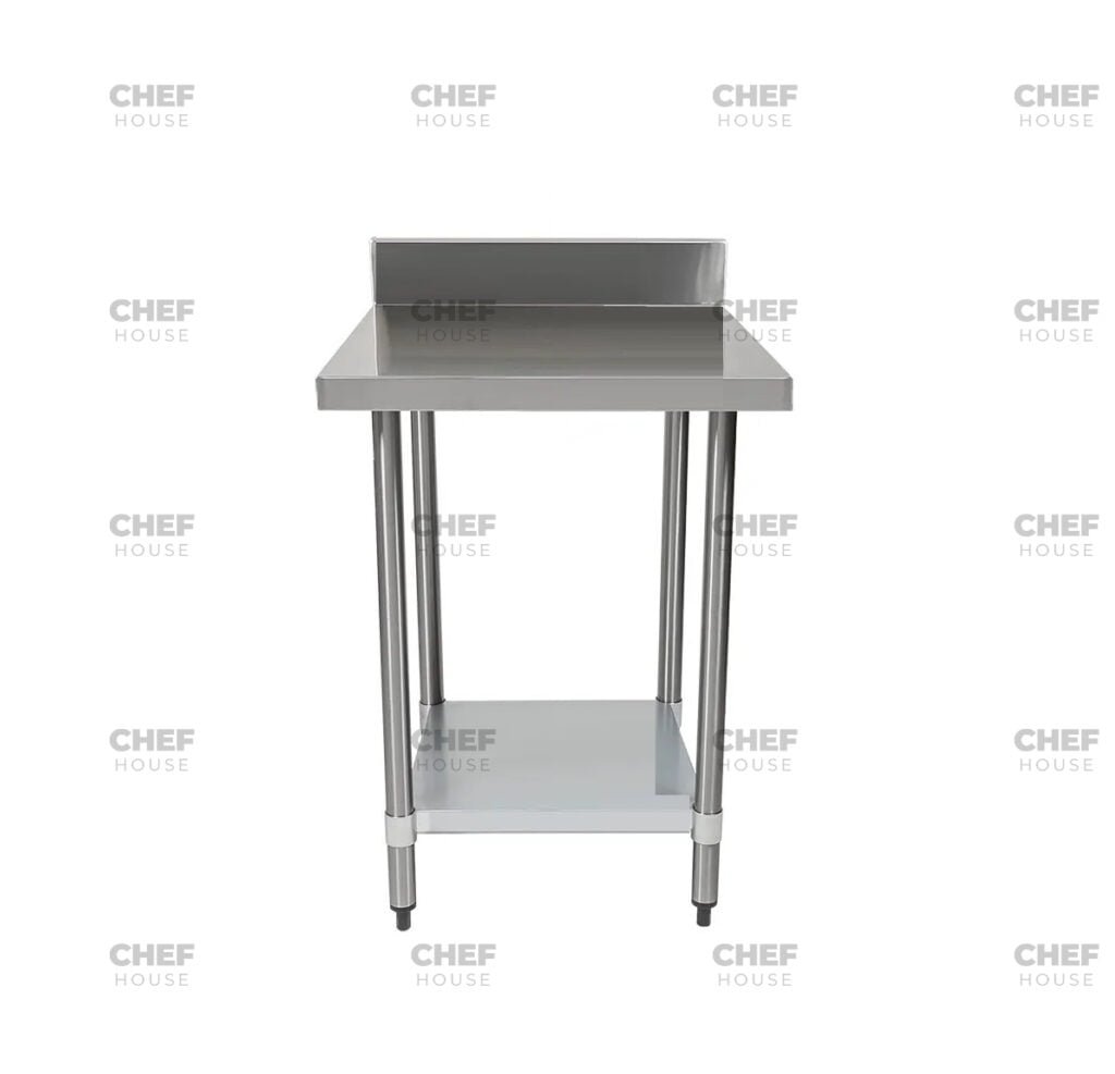 Commercial Stainless Steel Splashback Bench, 700x600 x 900mm High