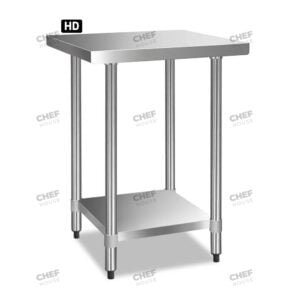 Commercial Stainless Steel Flat Bench, 610x610 x 900mm High