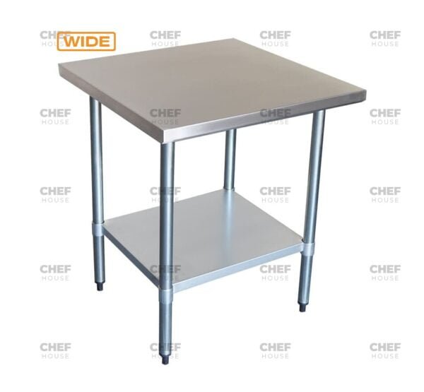 Commercial Stainless Steel Wide Flat Bench, 900x800 x 900mm High