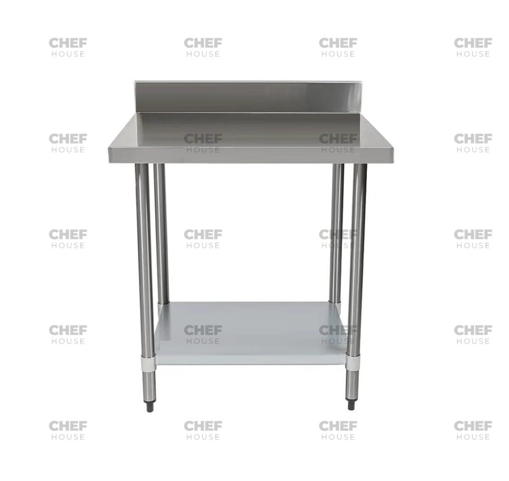 Commercial Stainless Steel Splashback Bench, 900x700 x 900mm High